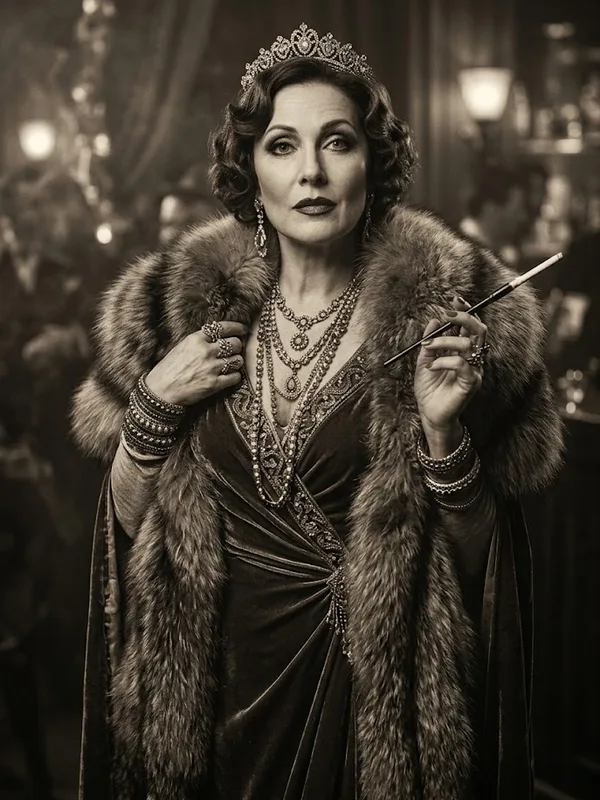 Illustrated portrait of Countess Natalia Orlova, the Exiled Countess, a suspect in Murder at the Gilded Lily, a printable 1920s murder mystery party