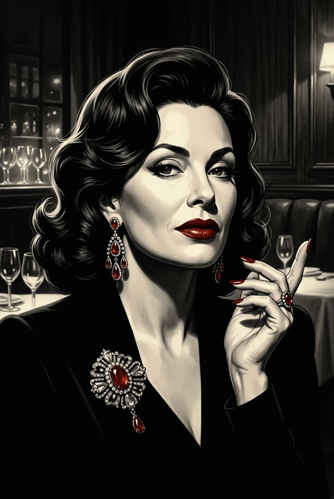 Illustrated portrait of Donna Dough, the Rival, a suspect in The Last Slice, a free printable murder mystery game